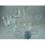 Selection of Antique glassware to include two lemonade jugs, decanter and champagne flutes