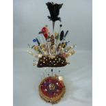 Large selection of Stick and Vintage Hat pins to include mother of pearl and stone set examples