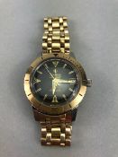 Zodiac Seawolf Automatic black dial mens watch with gold bezel