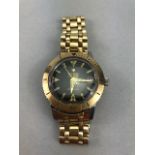 Zodiac Seawolf Automatic black dial mens watch with gold bezel