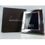 Mappin and Webb Sterling silver hallmarked photo frame in box.