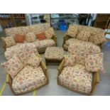 Ercol Bergere sofa suite comprising of Three seater, Two seater and two armchairs - all in the