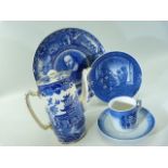 Small Collection of Blue and White china to include a Shakespeare Opaque china plate, Burleigh