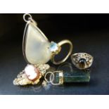 Scottish style teadrop pendant set with moonstone and other pieces