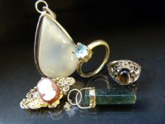 Scottish style teadrop pendant set with moonstone and other pieces