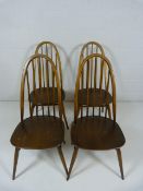 Set of four darkwood ercol chairs in the Windsor style