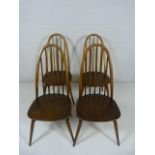 Set of four darkwood ercol chairs in the Windsor style