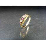 18ct hallmarked Ruby and Diamond Boat ring - approx weight - 2g