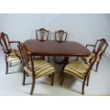 Brights Of Nettlebed solid Mahogany twin pedestal dining table with reeded legs leading to bras