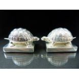 Pair of Unusual condiments in the form of a pair of Tortoise stamped 800