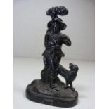 Cast iron doorstop in the form of a man and dog