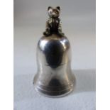 Hallmarked silver trinket piece in the form of a bell with bear on top. Birmingham, Harman Brothers