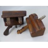 Two antique shaped mahogany moulding planes