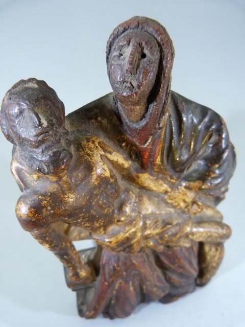 Pieta of the Virgin Mary Late 15th Century. Depicting Black Madonna carved wood and finished to both - Image 2 of 10