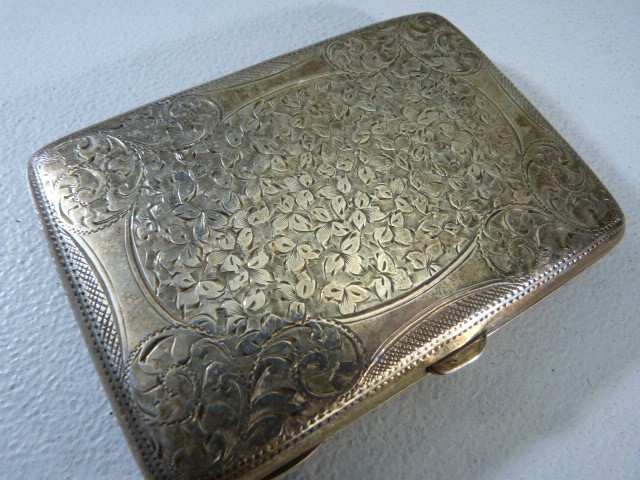 Hallmarked Silver Cigarette case Birmingham J. G Approx weight - 69.9g - Image 5 of 5