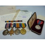 WWI medal collection and associated paperwork: 57466 GNR: W.J. Jackson. R.F.A. A group of five