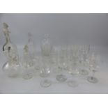Selection of Antique glassware to include miniature decanters and oil pourers