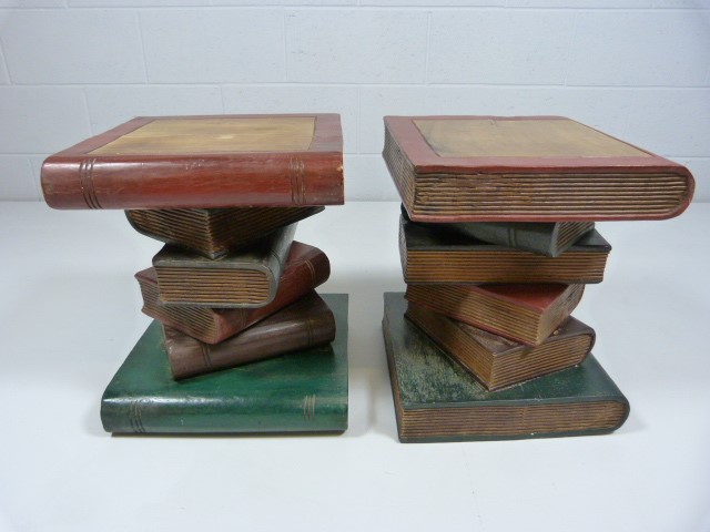 Pair of bedsides in the form of stacking books