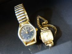 Junghans 9ct Gold case wrist watch - band A/F along with another Citron watch