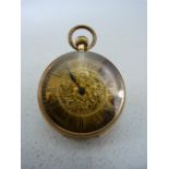 Ladies Gold coloured pocket watch (winds and runs) stamped 14k to inner case