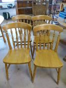 Set of four beech farmhouse style chairs