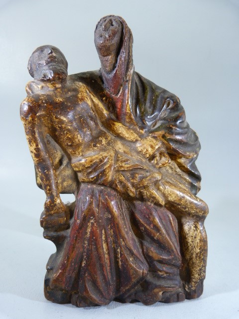 Pieta of the Virgin Mary Late 15th Century. Depicting Black Madonna carved wood and finished to both - Image 3 of 10