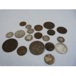 Selection of American coins to include Dimes and cents along with a few English silver coins