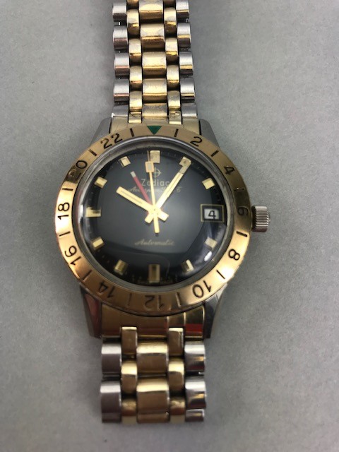 Zodiac Aerospace GMT Gold Bezel Military watch issued to Vietnam Pilots