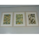Three large modern abstract floral prints