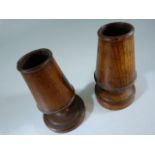Treen souvenir spill pots (tunbridge style) one depicting the Bank of England, and other other The