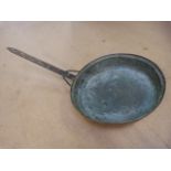 Large copper and and wrought iron handled antique cooking pan