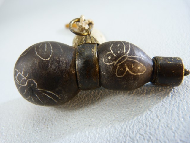 Oriental (possibly Japanese) powder flask formed of two metallic spheres and with fitted cap. - Image 3 of 4