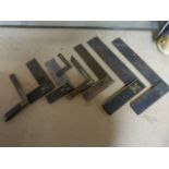 Antique Tools - Selection of Brass inlaid set squares.