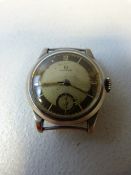 OMEGA: A rare 1930's Art Deco stainless steel metal Omega timepiece with two tone dial of a silver