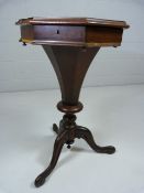 Antique hexagonal Works / Sewing table on tripod base