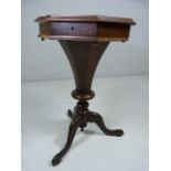 Antique hexagonal Works / Sewing table on tripod base