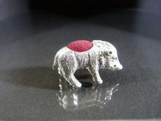 Silver pincushion in form of a Boar