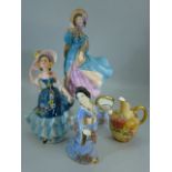Royal Doulton Lady - Delphine, Geobel figure of a lady, one other and Royal Worcester Blush Ivory