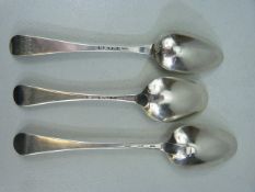 Georgian silver serving spoon - hallmarked faded, along with another similar hallmarked silver spoon