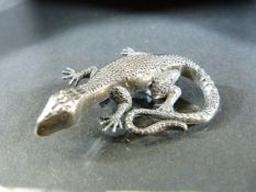 Unusual brooch (Pewter) in the form of a lizard.
