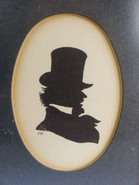 Two Silhouettes mongramed FR and a miniature portrait of a young gentleman framed - Image 4 of 5