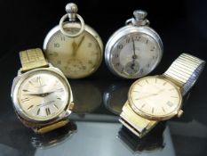 Military pocket watch and three other watches