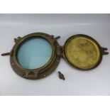 Antique bronze porthole: Porthole was manufactured by the John Roby LTD brass foundry in Rainhill (