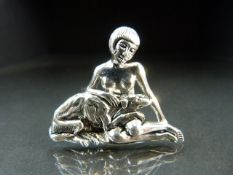 Sterling silver brooch depicting Lady and a Hound