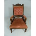 Small pink upholstered bedroom chair
