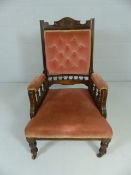 Small pink upholstered bedroom chair