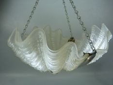 An original 1930s Art Deco shell and chrome ceiling light, 33cm with frosted glass, no obvious