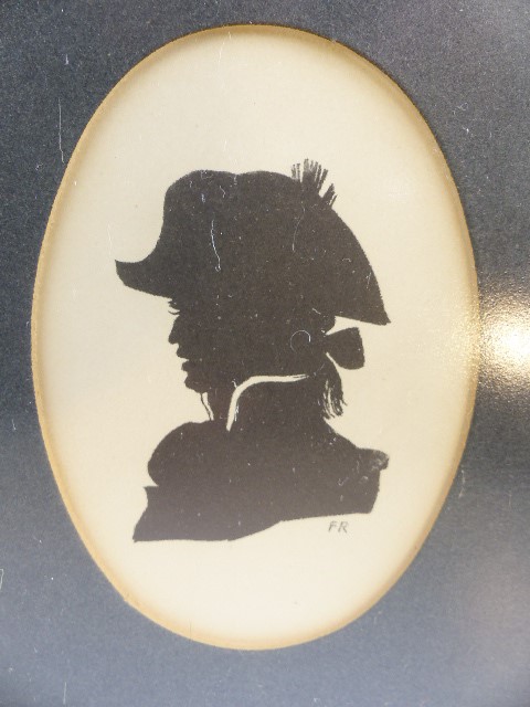 Two Silhouettes mongramed FR and a miniature portrait of a young gentleman framed - Image 3 of 5