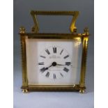 Carriage Clock: White enamelled clock face with bevelled glass (A/F) and marked JOHN WALKER SOUTH