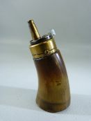 Horn Powder Flask with Brass collar and spout, height approx 9cm